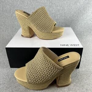 70s Boho Nine West Block Heel Platform Chunky Clogs Womens 9.5 Coastal